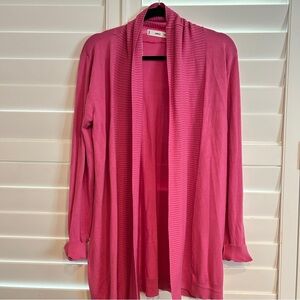 MNG Mango Long Line Cardigan Hot Pink Fuschia Size Large